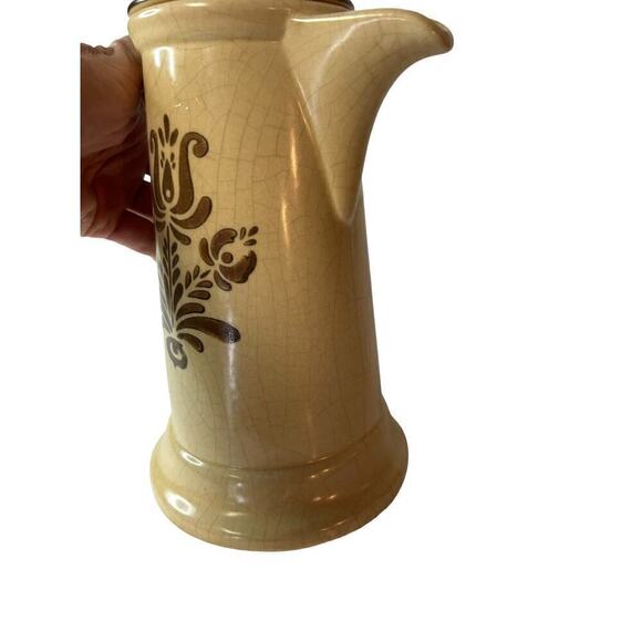 Vtg Kitchen Pfaltzgraff VILLAGE Coffee Tea Pot Distressed Stoneware Note Flaw - Picture 4 of 16